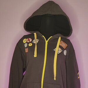 JINX Overwatch Ultimate Roadhog Men's Gamer Zip-Up Hoodie, Grey, Medium